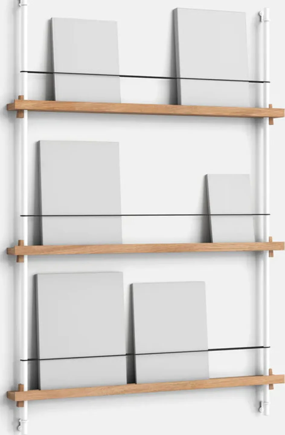 Hot MOEBE Magasinreol 123x85 cm, Hvid/Eg