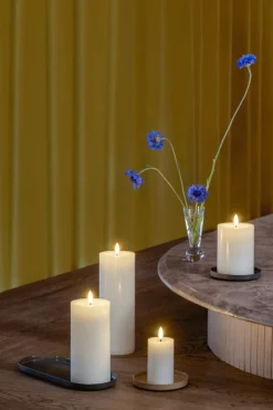 Online Bloklys m. Smelteeffekt LED ?4,9xH7,5 cm, Ivory Stearinlys|Led Stearinlys