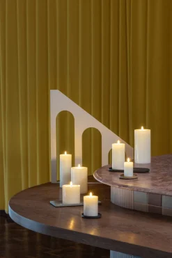 New Bloklys m. Smelteeffekt LED ?7,4xH10 cm, Ivory Stearinlys|Led Stearinlys