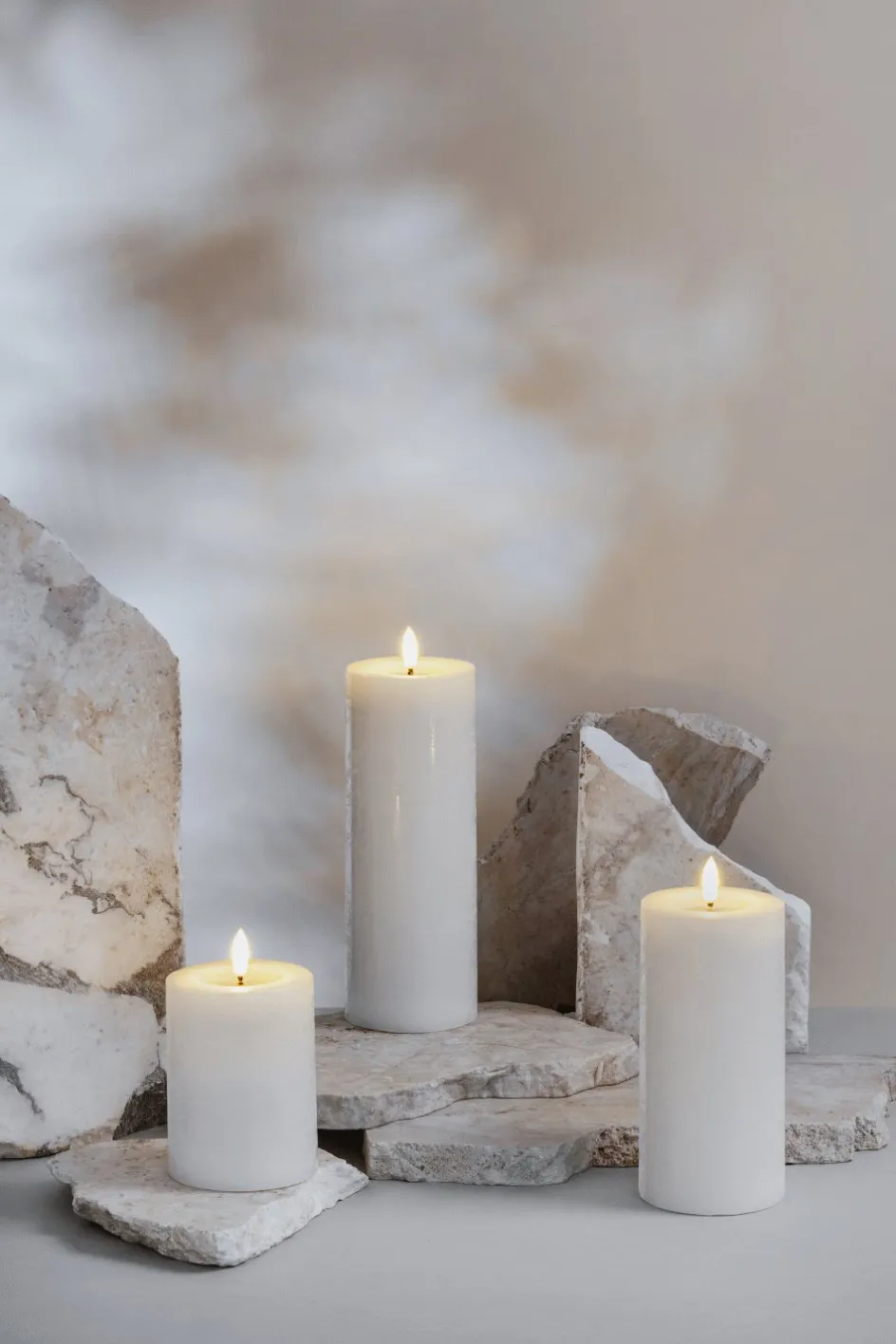Clearance Moods & More Bloklys Rustik m. Smelteeffekt LED , Classic White