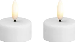 Hot Moods & More Fyrfadslys LED 2 stk. Ø3,9xH2 cm, Hvid