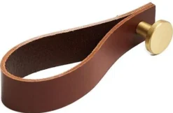 Hot Dot Knage 15 cm, Læder/Messing Badeværelse|Knager Og Knagerækker