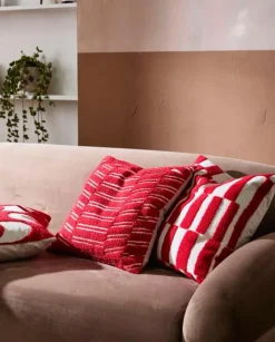 Discount Nordal Beid Pudebetræk 48x48 cm, Råhvid/Rød