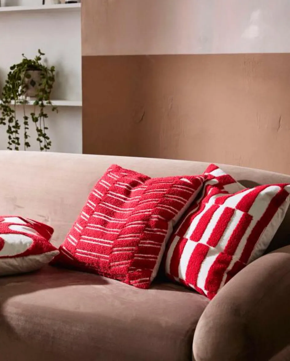 Discount Nordal Beid Pudebetræk 48x48 cm, Råhvid/Rød