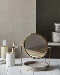 Outlet Nordal Haja Bordspejl H28,5 cm, Brun marmor/Guld