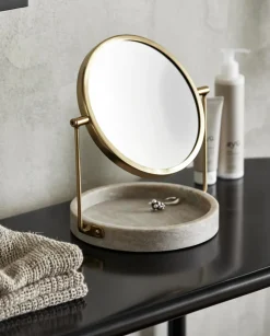 Outlet Nordal Haja Bordspejl H28,5 cm, Brun marmor/Guld