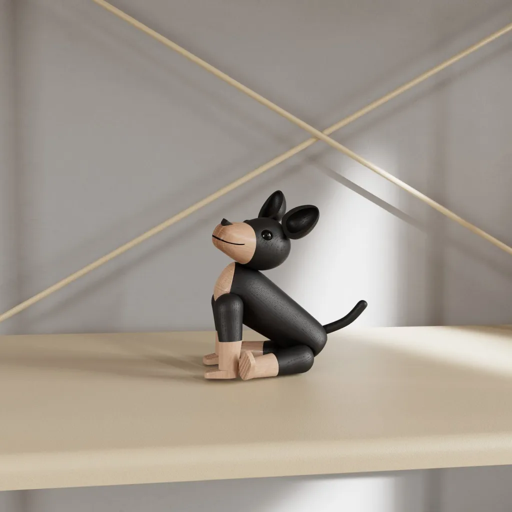 Novoform Træfigurer Og Figurer > Hund Charlie, Natur/Sort Eg