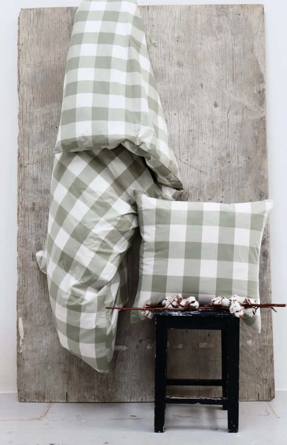 New OMHU Blok Tern Sengetøj 140x220 cm, Dusty Green