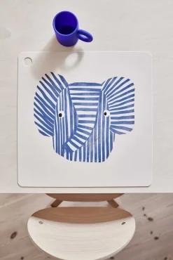 Online Dækkeserviet Elefant Erik 38x38 cm, Blå Dækkeservietter