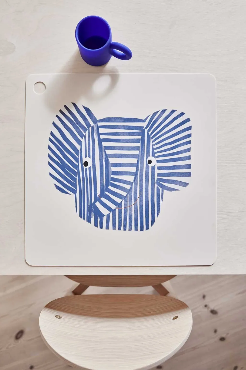 Online Dækkeserviet Elefant Erik 38x38 cm, Blå Dækkeservietter