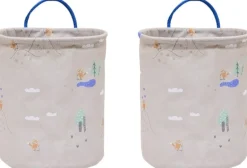 Discount OYOY Mini Foxy Opbevaringskurv 2 stk. H22 cm, Beige/Blå