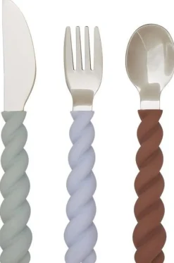 OYOY Mini Bestiksæt > Mellow Bestik 3 Dele, PaleMint/Choko/IceBlue