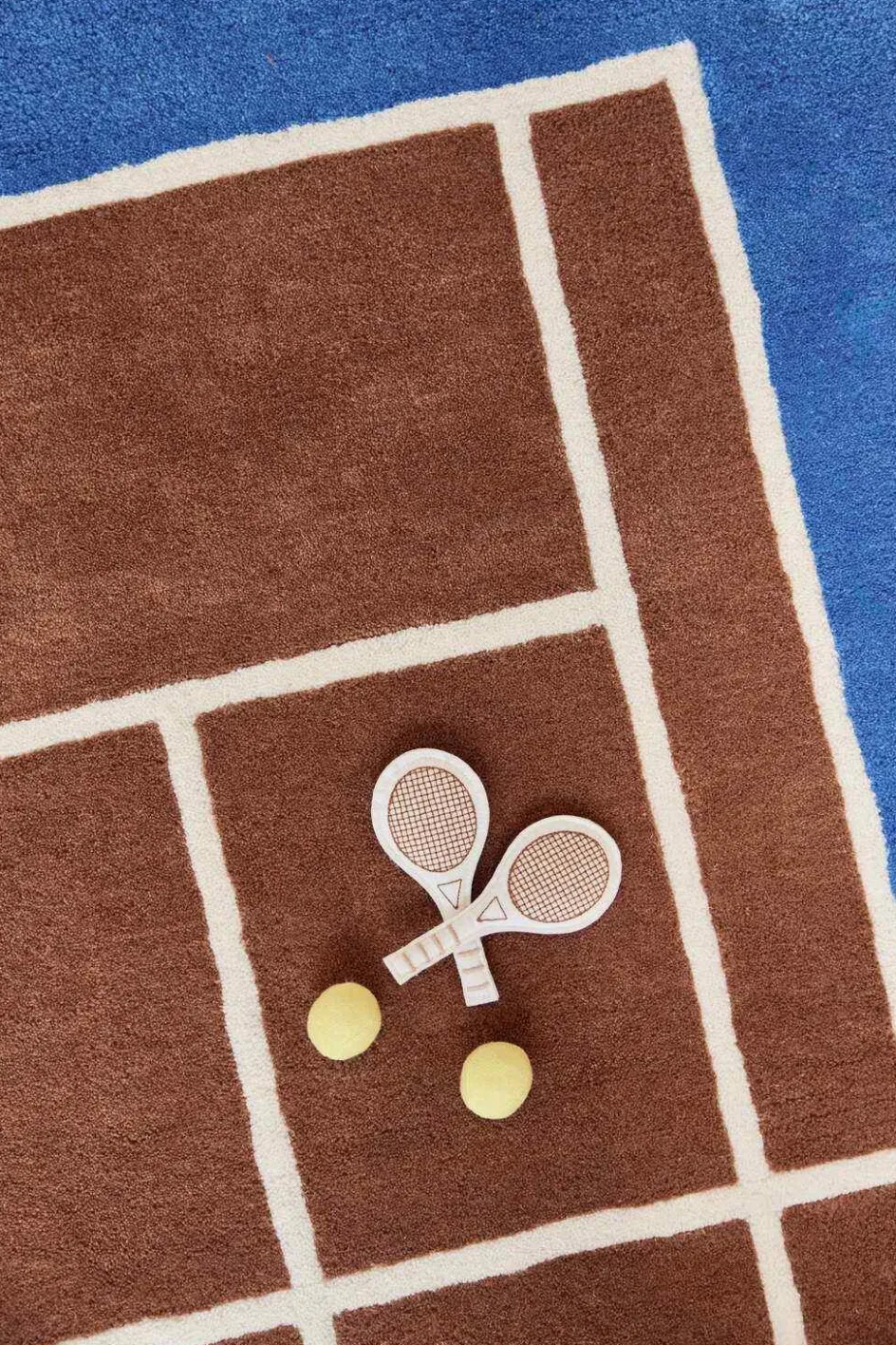 OYOY Mini Tennis Tæppe 80x150 cm, Caramel/Optic Blue