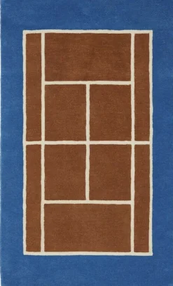 OYOY Mini Tennis Tæppe 80x150 cm, Caramel/Optic Blue