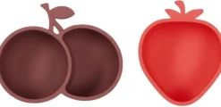 OYOY Mini Yummy Skål Jordbær og Kirsebær 2 stk., Cherry Red/Nutmeg