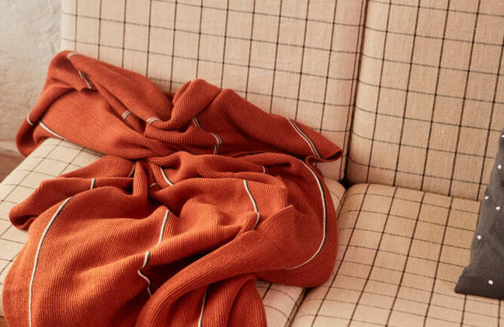 Hot Rivi Living Plaid 134x184 cm, Nutmeg Uderum|Plaider Og Tæpper