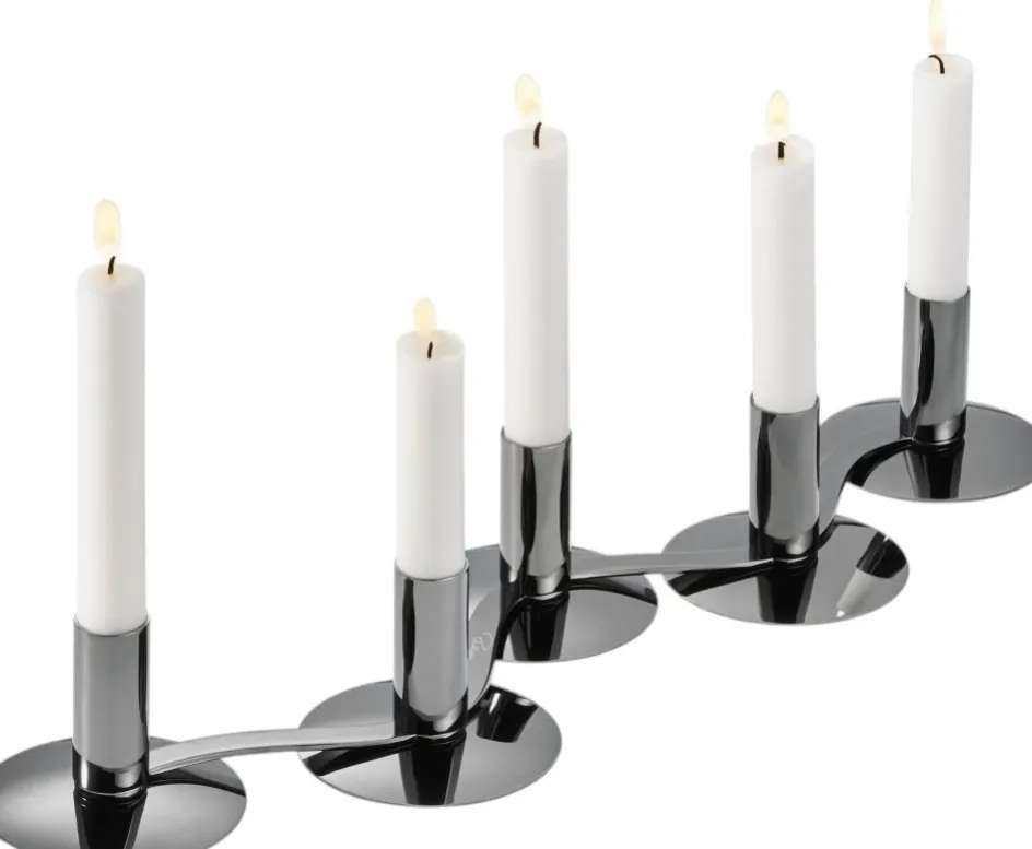 New Philippi QUINTETT Lysestage H8 cm, Sortforkromet