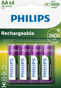 Philips Batterier > AA-batteri 2600 mAh Genopladelig 4 stk.
