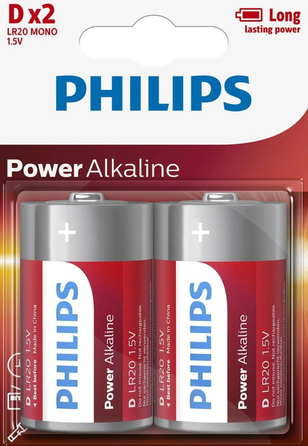 Philips Batterier > Power Alkaline D-batteri 2 stk.