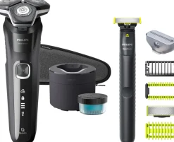 Clearance Series 5000 Wet and Dry Barbermaskine m. Rensekapsel, Hybridstyler og Etui, Mørk Krom Barbering