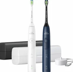 Discount Sonicare Series 5500 Elektrisk Tandbørste 2 stk, Hvid/Marineblå Elektriske Tandbørster