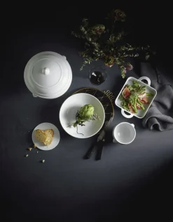 Plissé Dyb Salat/Pastatallerken , Hvid Pastatallerkener|Dybe Tallerkener