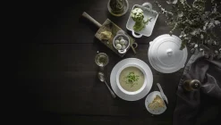 Plissé Dyb Salat/Pastatallerken , Hvid Pastatallerkener|Dybe Tallerkener