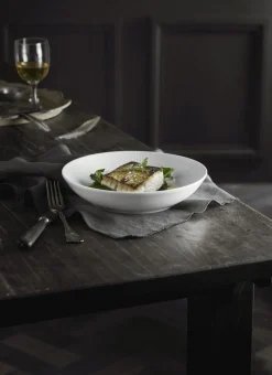 Clearance Pillivuyt Plissé Dyb Salat/Pastatallerken , Hvid