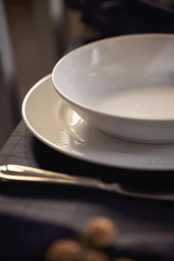 Clearance Pillivuyt Plissé Dyb Salat/Pastatallerken , Hvid