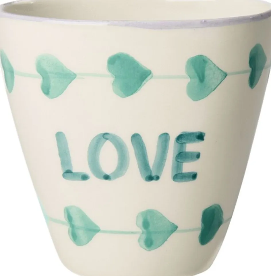 Clearance RICE Hand-Painted Kop 30 cl, Love/Grøn