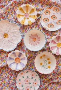 Clearance RICE Hand-Painted Tallerken 15 cm, Flowers/Pink