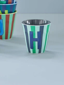 New RICE KIDS Alfabetkop Stripes Kop 25 cl, H - Grå