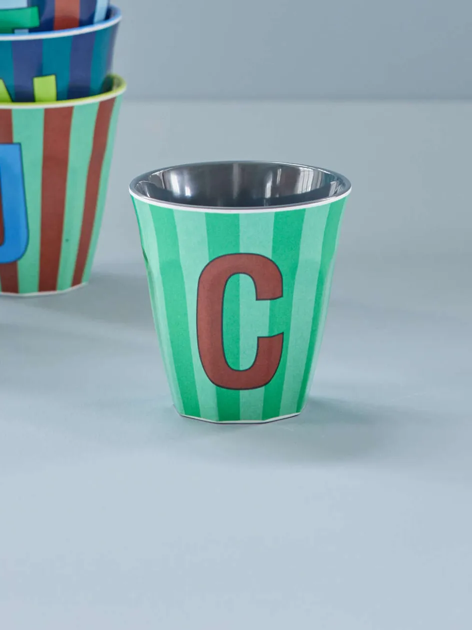 Online RICE KIDS Alfabetkop Stripes Kop 25 cl, C - Grå