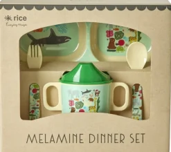 Discount RICE KIDS Børnesæt 4 Dele, Wildlife/Mint