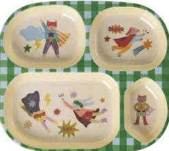 Sale RICE KIDS Børnetallerken 24,5, Hero/Grøn