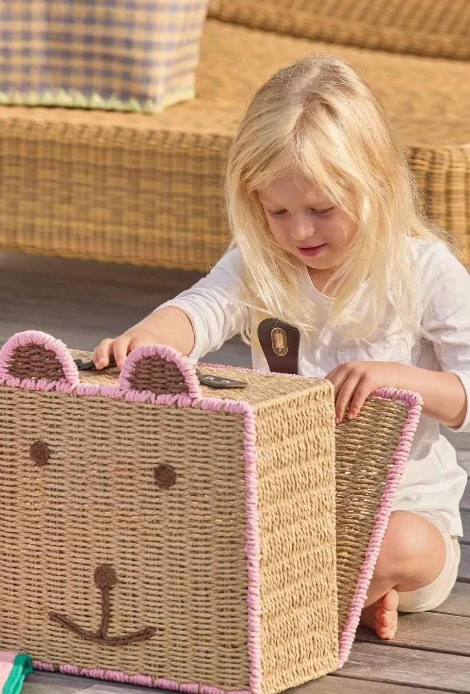 Sale RICE KIDS Kuffert 18x34 cm, Bjørn/Pink