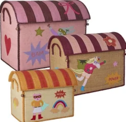 Sale RICE KIDS Opbevaringshus 3 stk, Hero/Pink