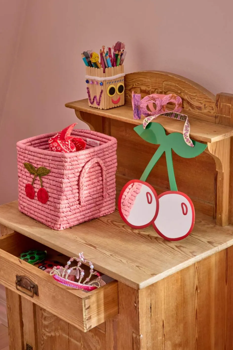 Outlet RICE KIDS Spejl 28 cm,Cherry/ Rød