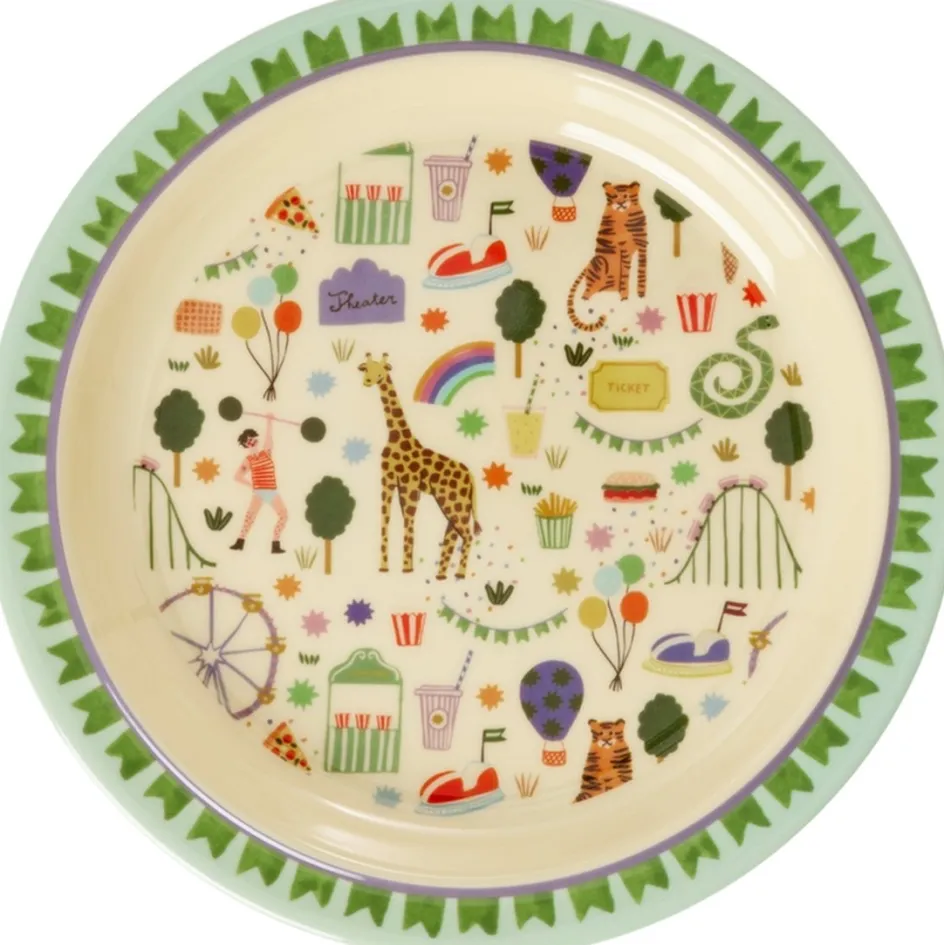 Clearance RICE KIDS Tallerken 22 cm, Fun Fair/Mint