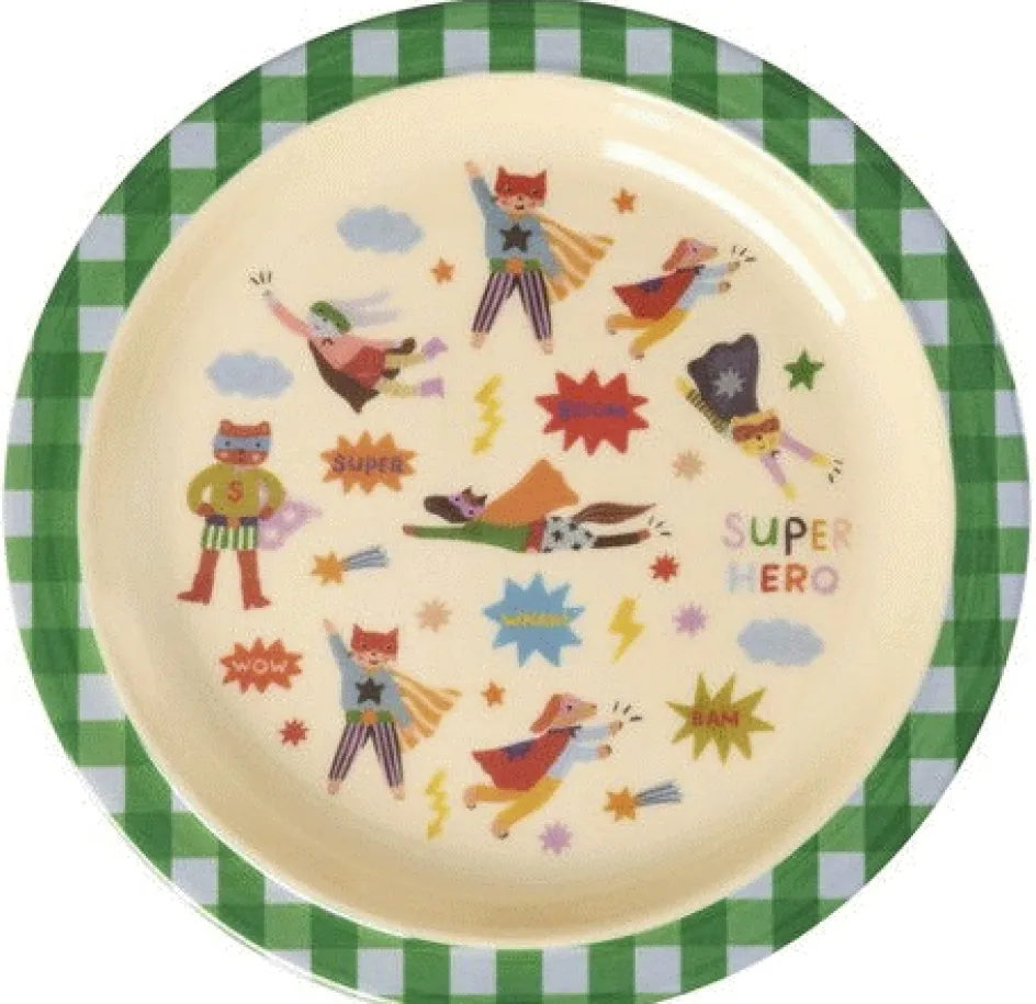 Online RICE KIDS Tallerken 22 cm, Hero/Grøn