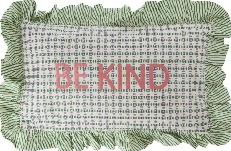 Outlet RICE Pude 30x50 cm, BE KIND/Lys grøn
