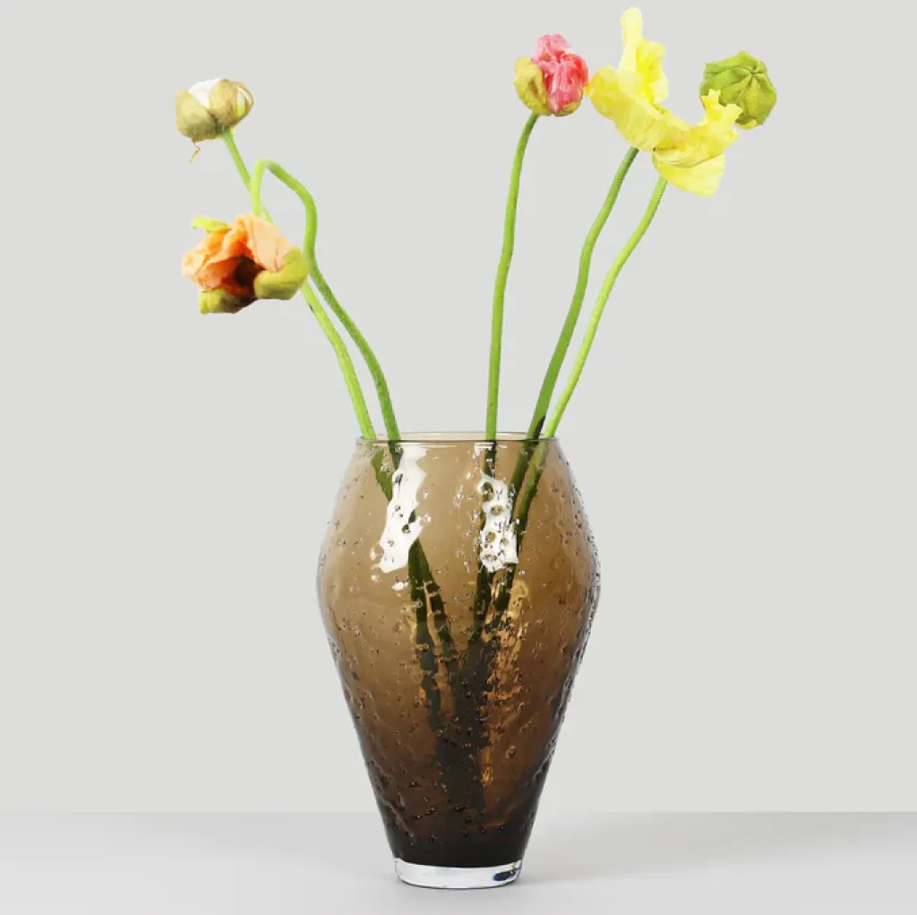 Ro Collection Stue|Vaser > Crushed Glass Vase Ø19,2 cm, Sepia Brown