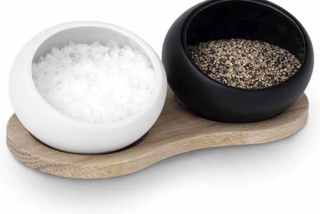 Salt-og Peberkar H6,5 cm, Hvid/Sort Salt Og Peber|Salt Og Peber