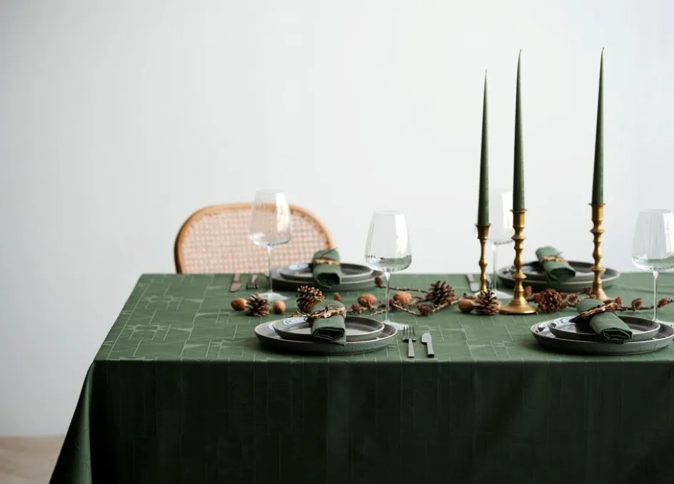 Södahl Star Damask Dug , Forest Green