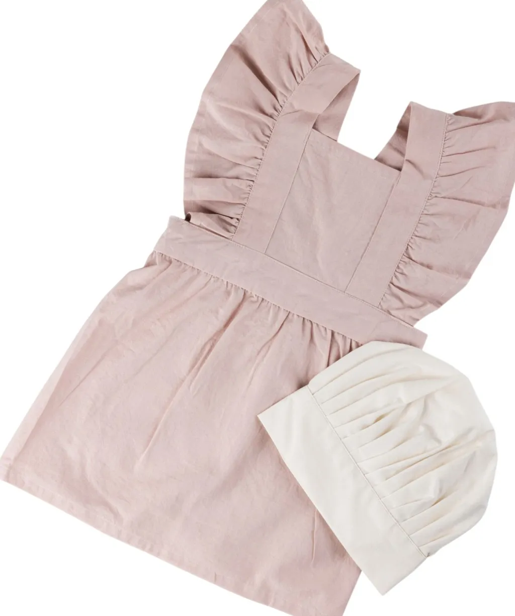 Clearance Børneforklæde m. Kokkehue, Dusty Pink/Classic White Børn Køkken- Og Rolleleg|Øvrige Børnetekstiler
