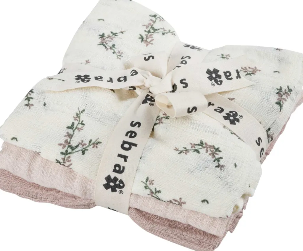 Børn Sebra Stofbleer|Stofbleer > Stofble 3 stk. 75x75 cm, Powder Blossom/Rose