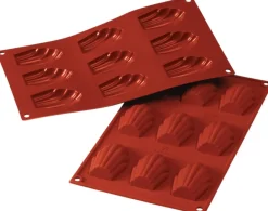 Clearance Silikomart Classic Madeleine-form 6,8x4,5 cm, Rød