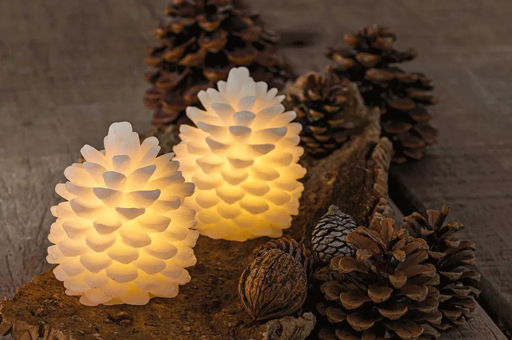 Sirius Stearinlys|Led Stearinlys > Clara Lysdekoration Kogle 2 stk. H7,5 cm, Hvid
