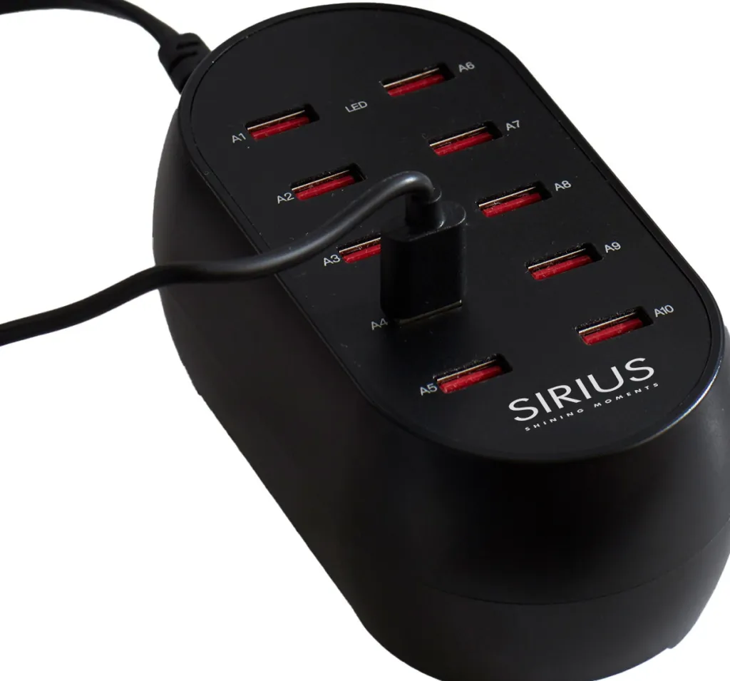 Sirius Opladere > Decopower Oplader m. 10 Stationer, Sort