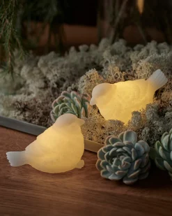 Sale Erica Lysdekoration Spurv 2 stk. H6,7 cm, Hvid Stearinlys|Led Stearinlys